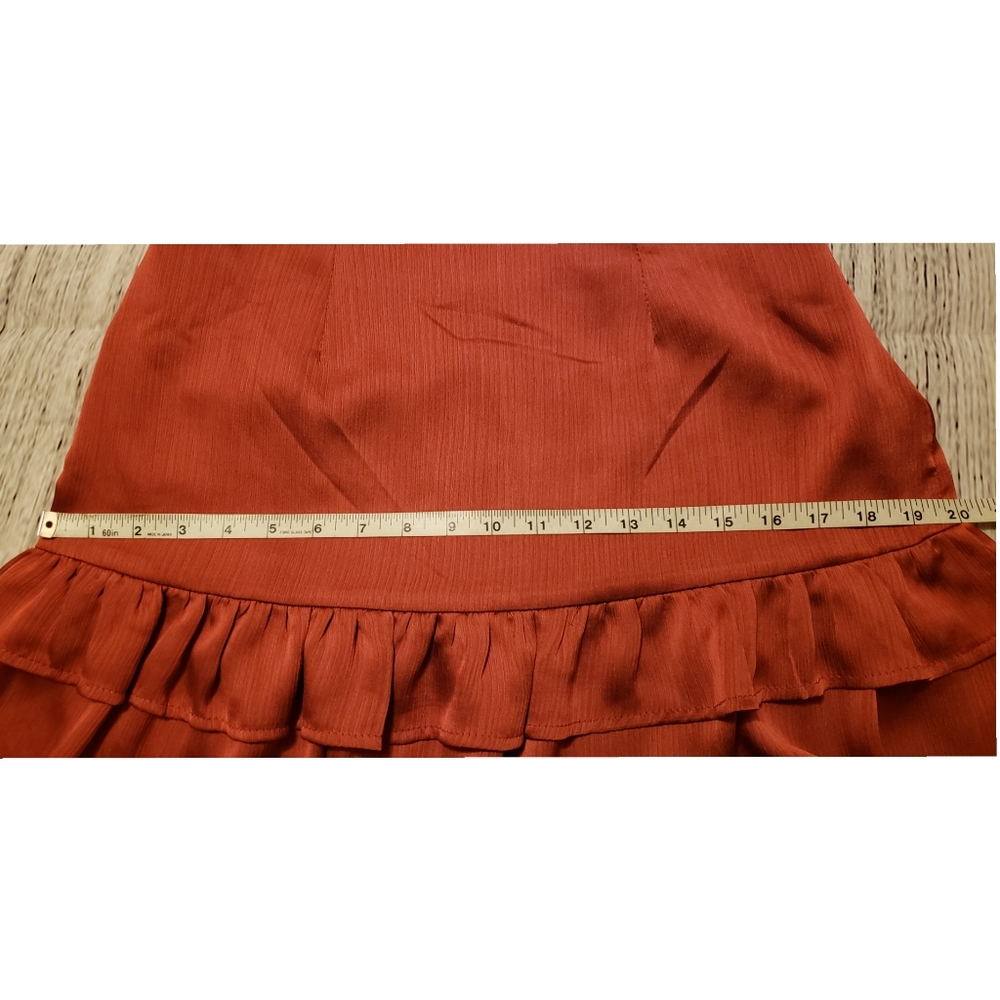 New! LUVALOT Women's Size 6 Rust Rouched Dress - Picture 6 of 10